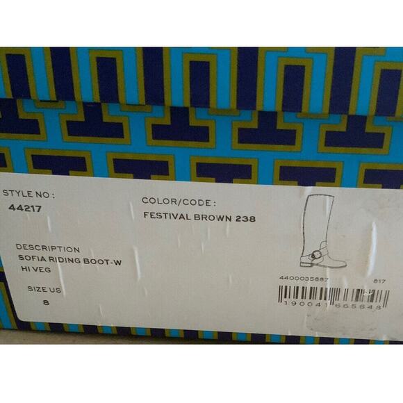 Tory Burch Boot Womens Size 8W Sofia Festival Buckle Side Zip Equestrian Riding - Picture 12 of 12